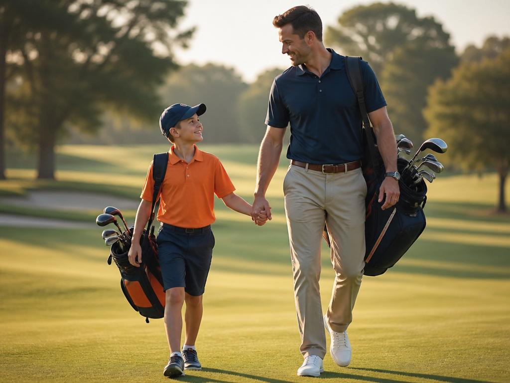 A family enjoying golf together